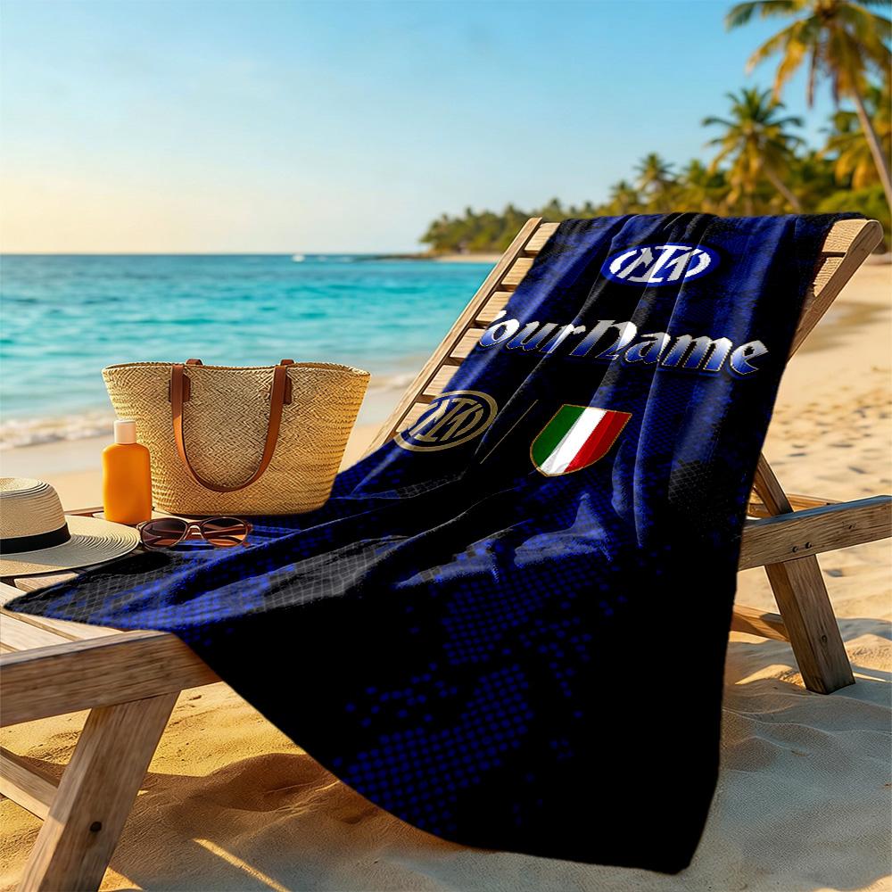 Inter Milan Customizable Name Beach Towel High Absorbency & Quick-Dry