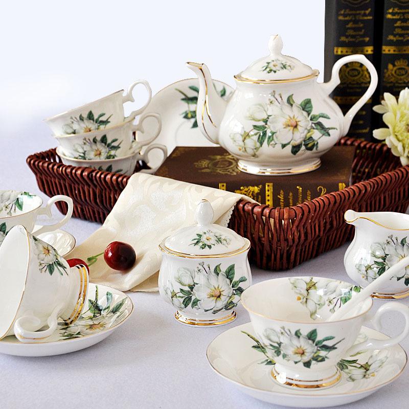 Tangshan Bone China Coffee & Tea Set - Ceramic Cup & Saucer, Perfect for Holidays & Afternoon Tea.