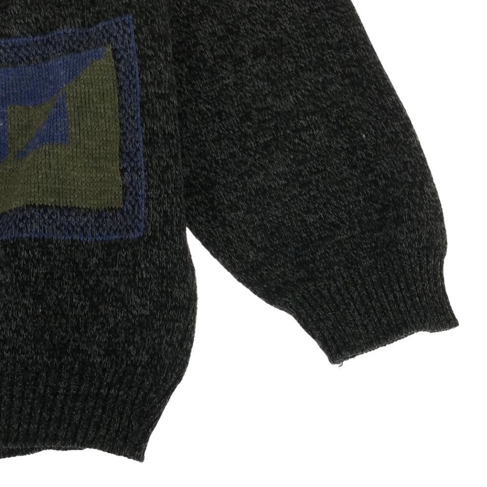N.A.P 80s 90s Old Geometric Pattern Patch Long Sleeve Knit 56/58 Sweater Men's Used