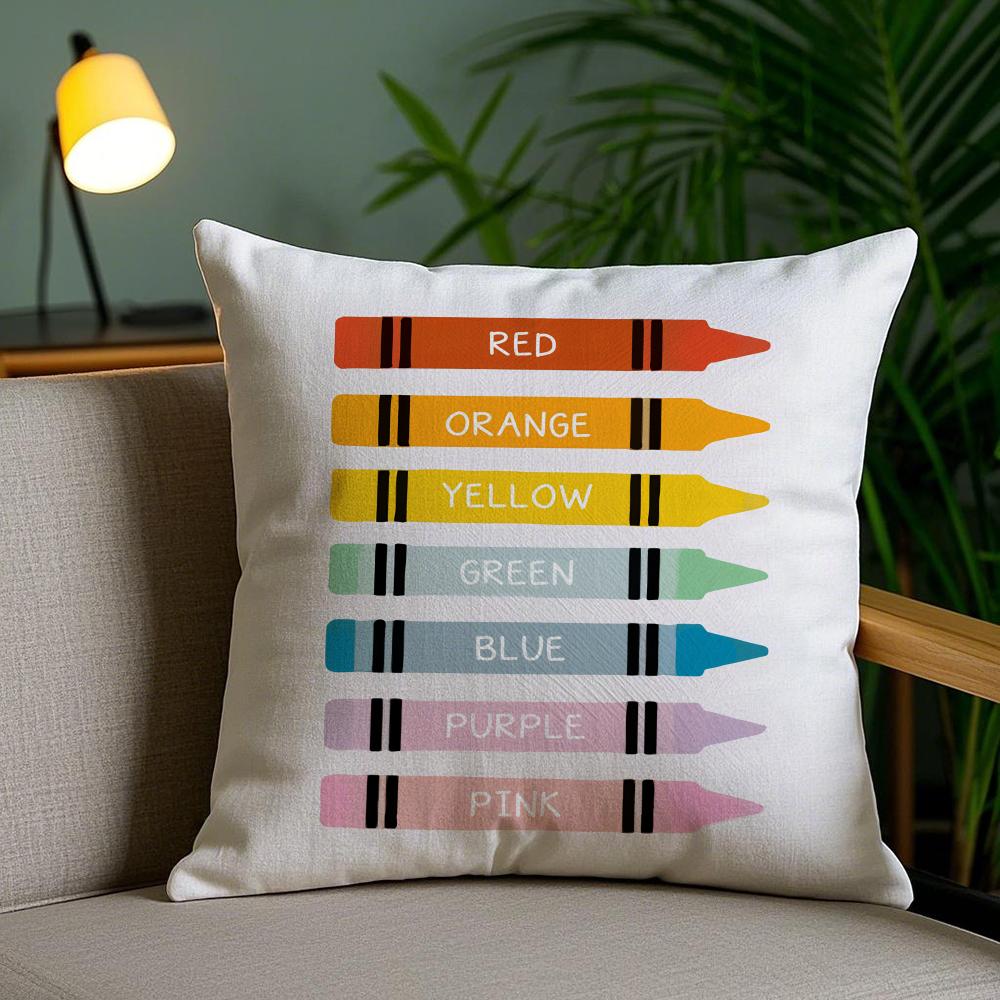 English Education Cushion Cover Plush Fabric DoubleSided Printed Invisible Zipper Sofa Pillow Case Home Bedroom Decor