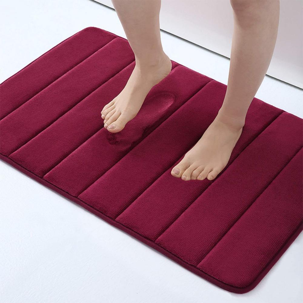 Strip Sponge Flannel  Bathroom Cashmere Thickening Mat Bath Non-slip Carpets In Wash Basin Bathtub  Floor Rug Shower Room Doormat Memory Foam 3D Pad