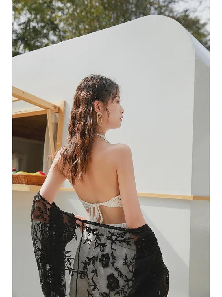 Women's Plus Size Black Lace Hollow-Out Mid-Length Summer Cardigan