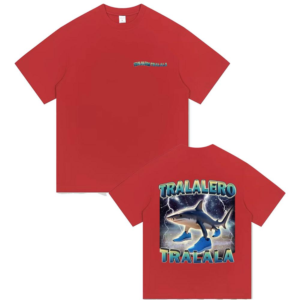 

Tralalero Tralala Funny Shark Double Sided Print Tshirt Men Women Cotton Vintage Tshirts Mens Casual Humor Oversized T Shirts S