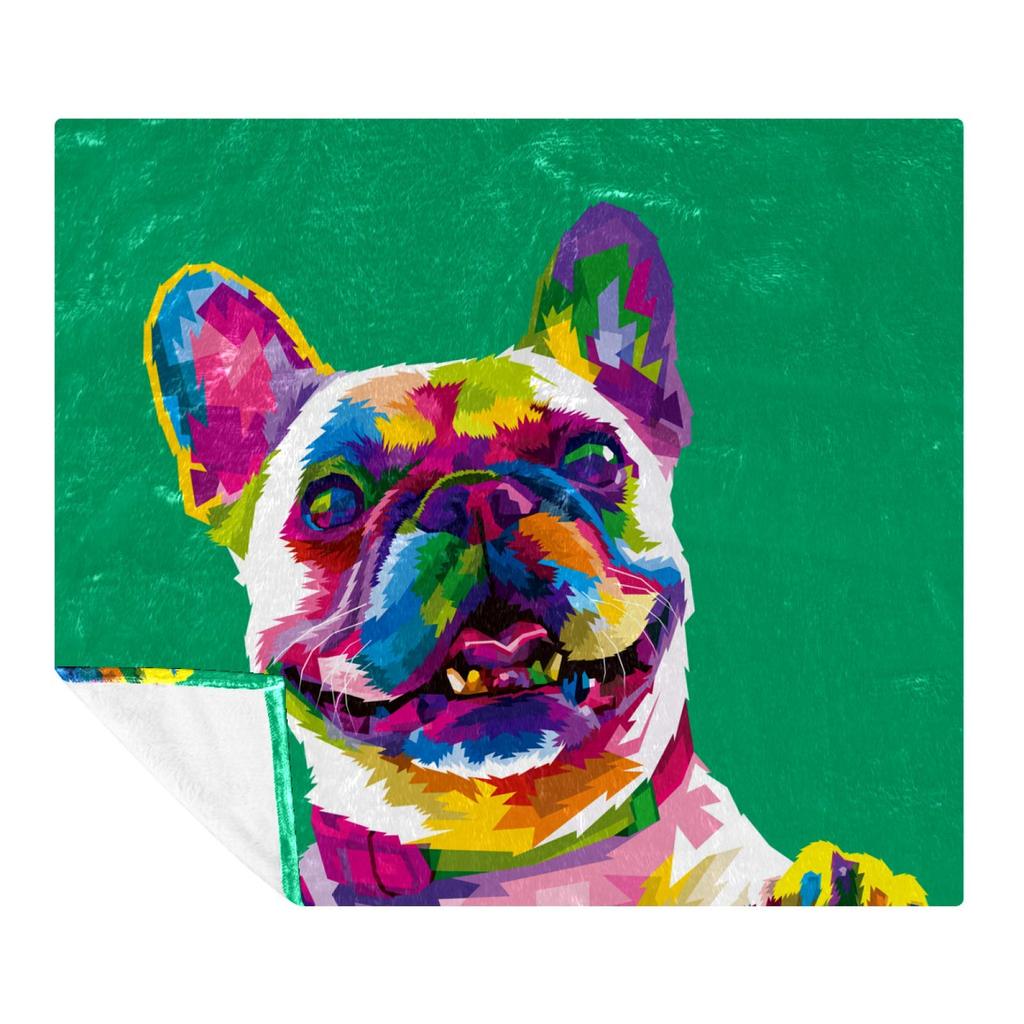 French Bulldog Dog Cute Ultra-Soft Flannel Printed Blanket Velvet Plush Throw Blanket Nap Cover High Quality Home Use Sofa Decor