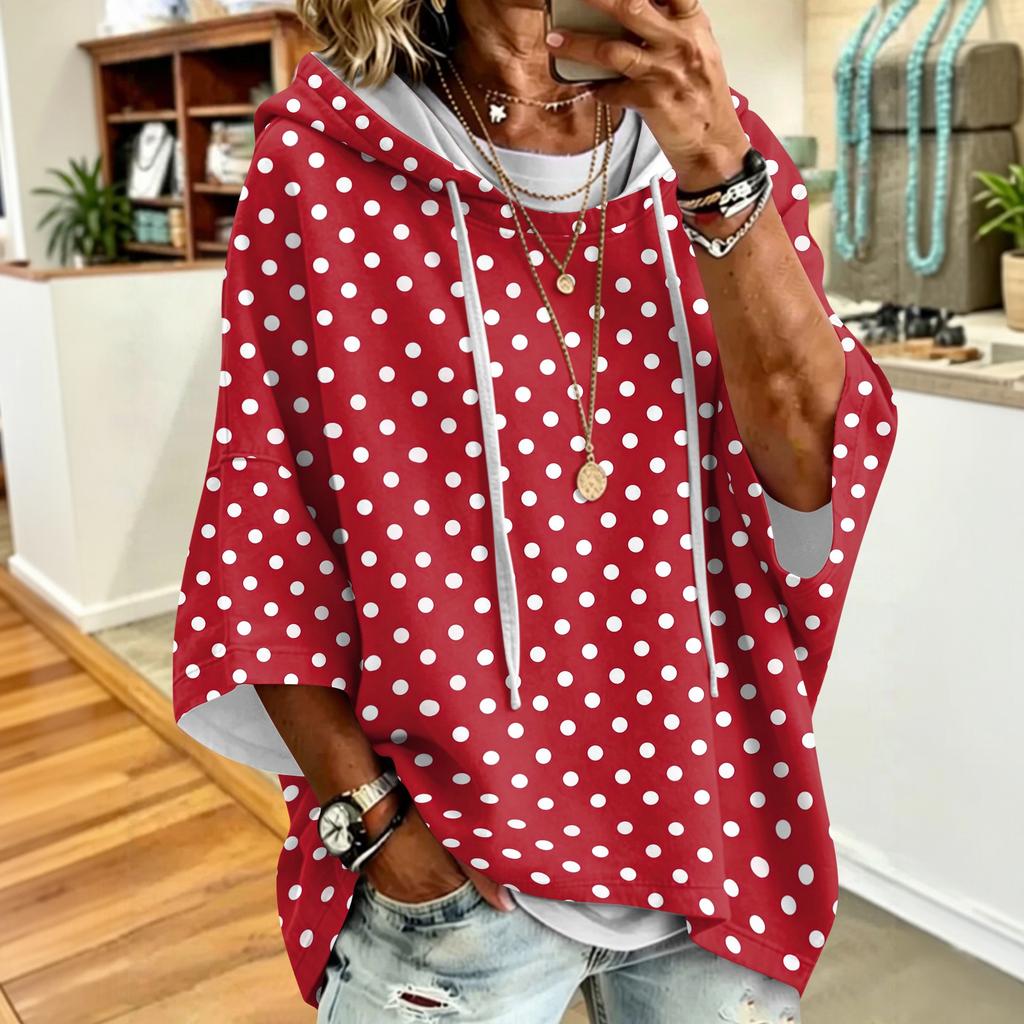 Women's Vintage Floral Print Drawstring Hoodie - Casual Loose Fit Sweatshirt Top