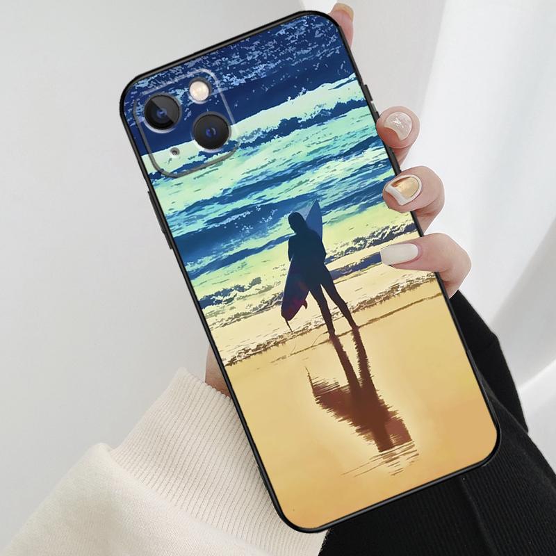 HAWAII BEACH SURF GIRL SURFING ART Phone Case For iPhone 17 Pro Max 16 15 11 13 12 14 Pro Max Mini 15 16 Plus 16e 17 Air Cover