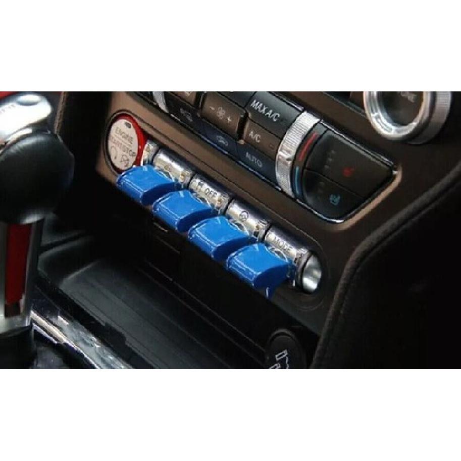 4X ABS Blue Dashboard Navigation Button Cover Trim For 2015- Ford Mustang