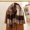 Autumn and winter new 100 wool scarf women's light luxury high-end plaid shawl versatile enlarged thickened warm scarf