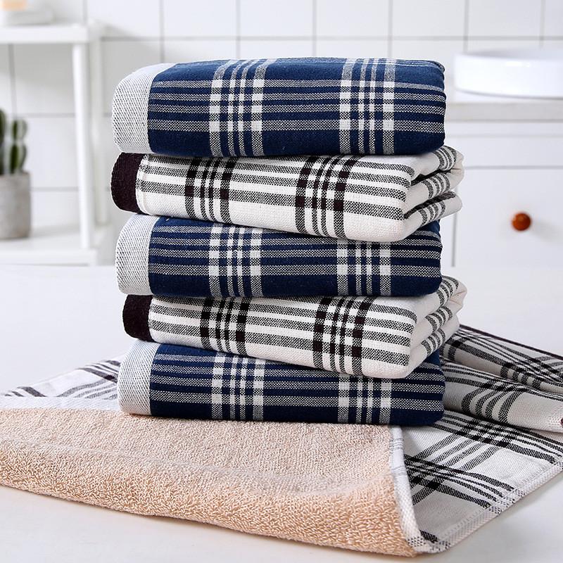 1Pc 34x76cm Terry Gauze Cotton Vintage Plaid Home Bathroom Shower Adults Men Sport Hand Towel
