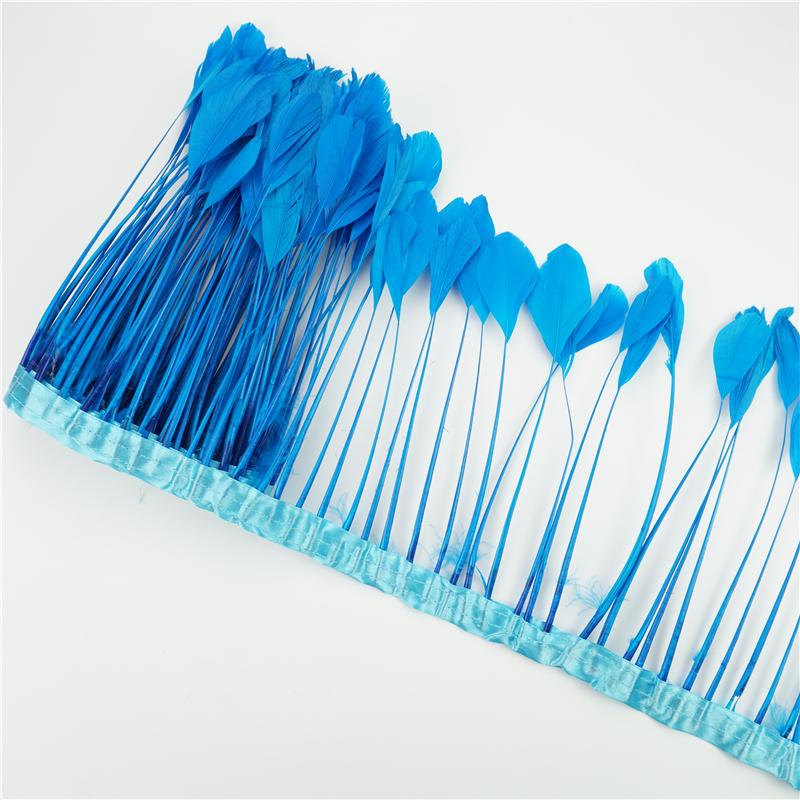 2Yards/Lot Stripped Coque Goose Feather Fringe Trimmings For Needlework And Handicrafts Wedding Decoration Carnival Accessories