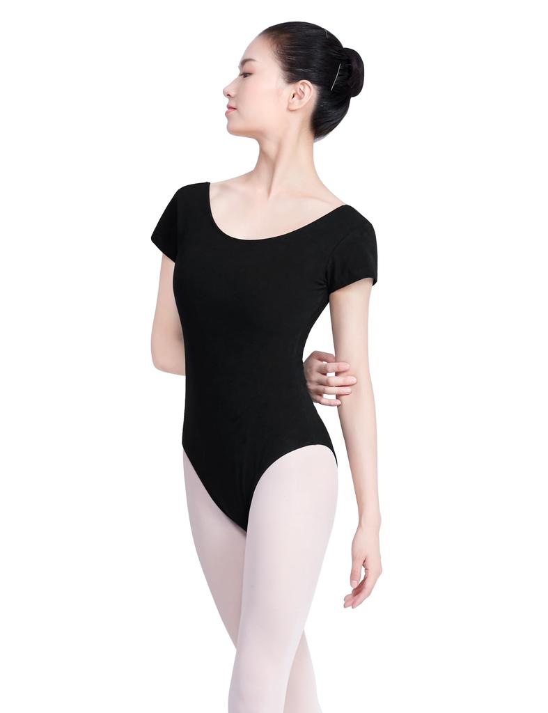 Daydance Adult Ballet Gymnastics Ballet Practice Dance Short Size Height Women's Leotard, Wear, Wear, Cotton, Wear, Black, Sleeve, 2XL, 170-175cm