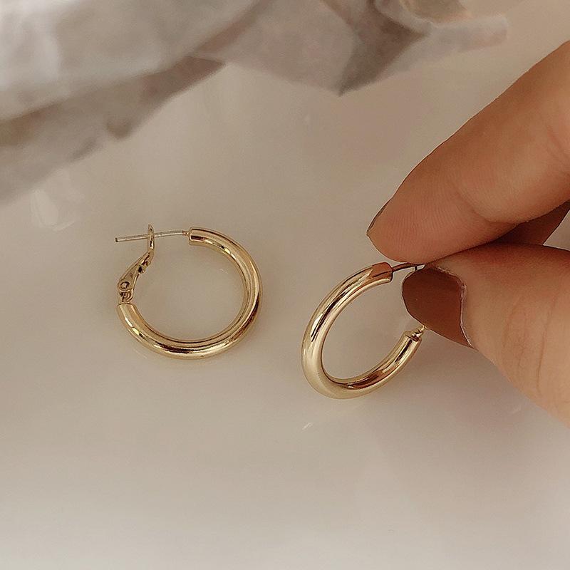 Trendy 2023 Gold Circle Hoop Earrings - French European Niche Stud Design for Women