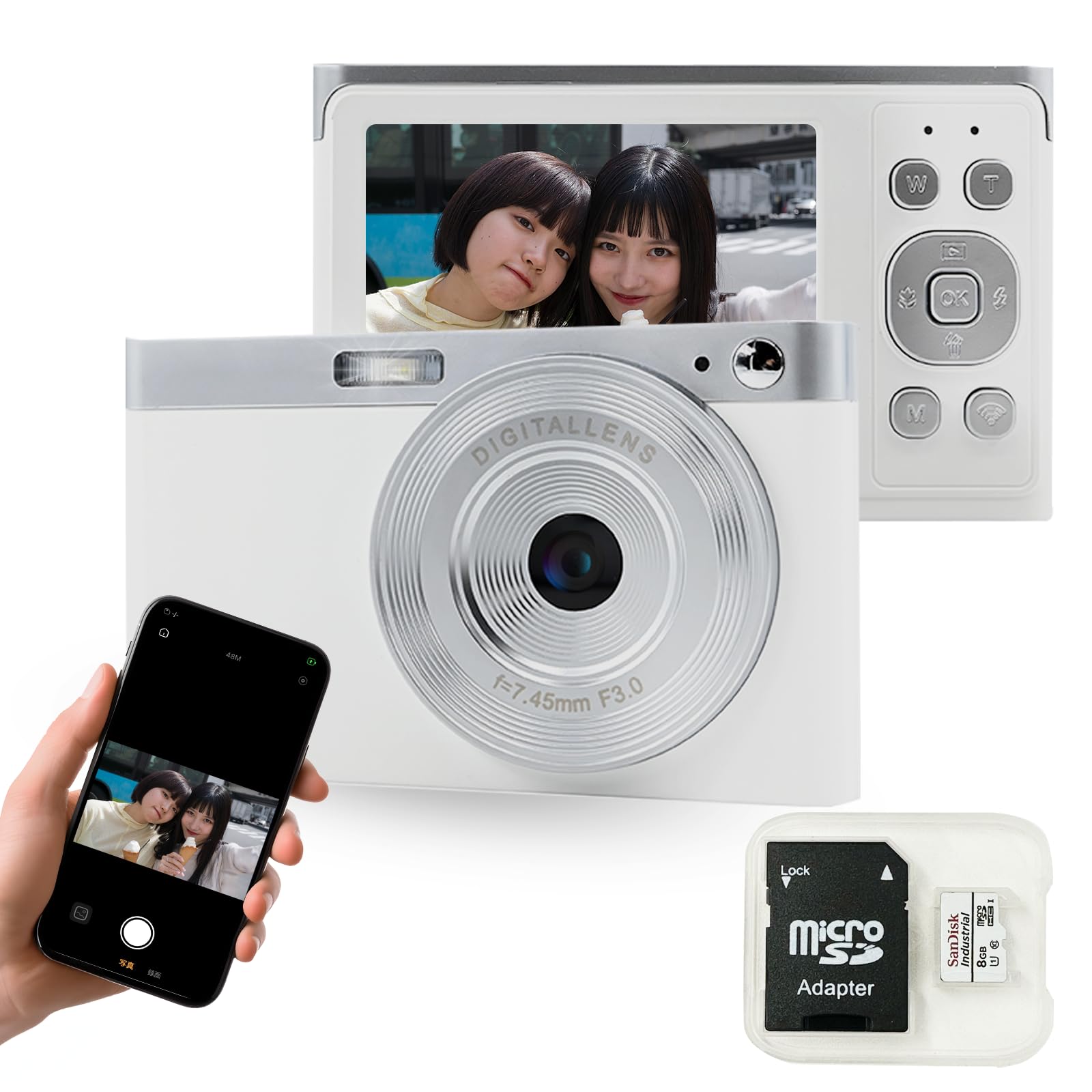 

KEIYO compact digital 8 million pixels 16x digital zoom that can be sent to smartphone Official shop limited SD card included [Wi-Fi camera] (white) білий