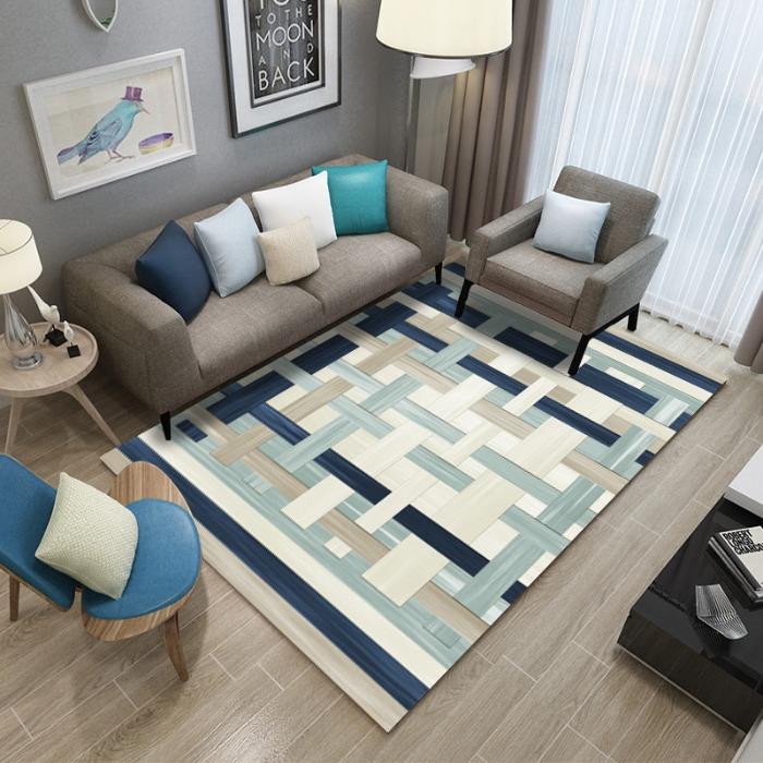 Modern Splicing Living Room Bedroom Bed Carpet Geometric Coffee Table Dressing Room Carpet