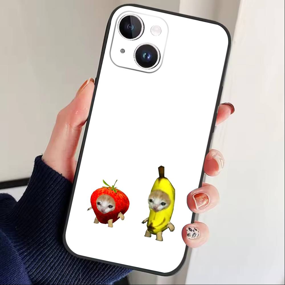 Big Eyed goofy Cat Mouse Phone Case For iPhone 17 16 15 14 13 12 Max Plus Silicone Black Cover