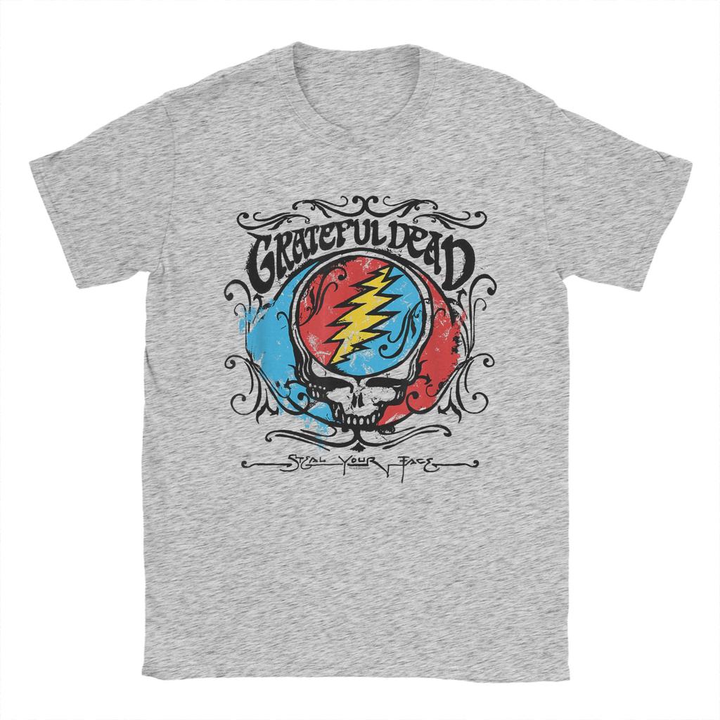 Harajuku T-Shirt Grateful Dead Steal Your Face Handgezeichneter Flair Band Baumwoll-T-Shirts für Herren Sommer Tolle Kurzarm-Oberteile