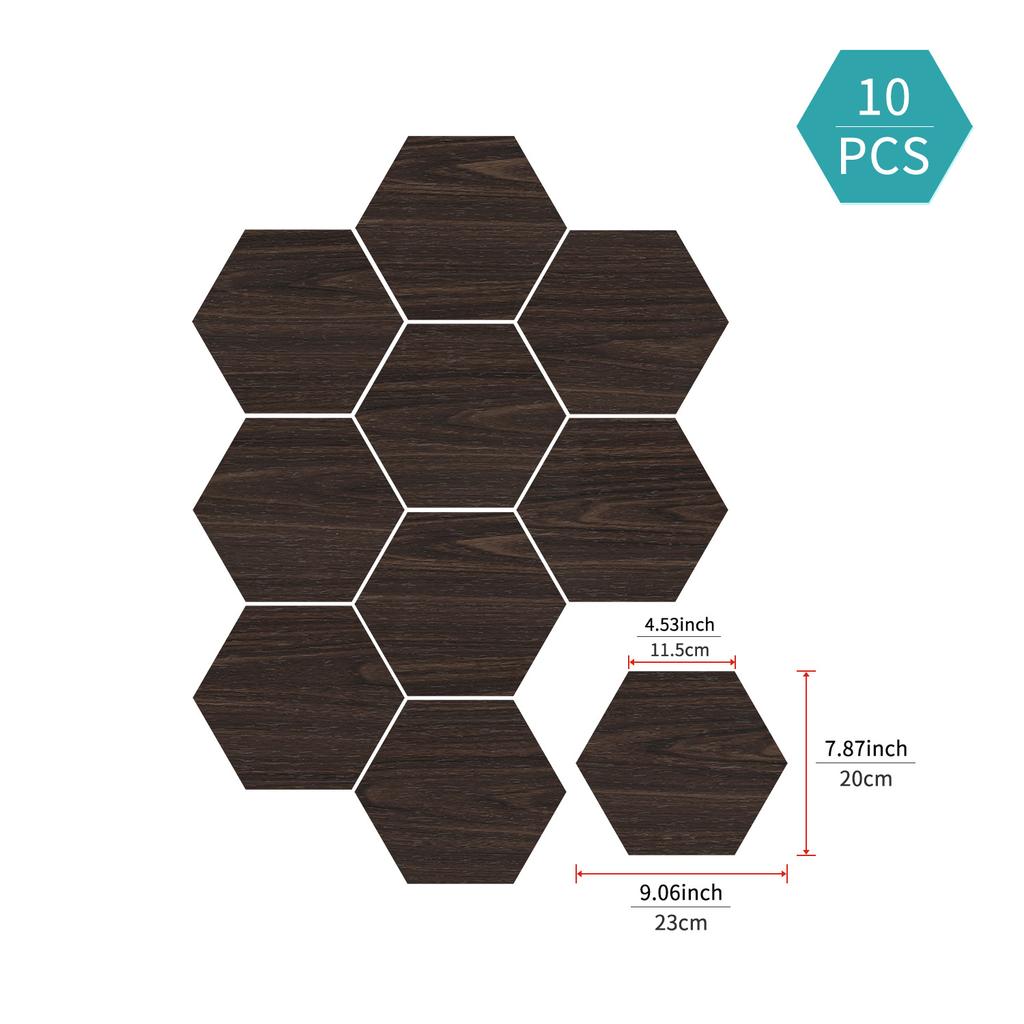 Hexagonal Wood Grain Foam Wall Sticker Kitchen Waterproof Oil-Proof Wallpaper Self-Adhesive Living Room Bathroom Thickened Tile Sticker