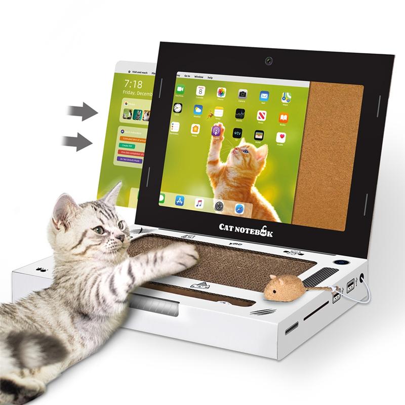 

HHO-Cat Interactive With Mouse Cardboard- Interactive Activity Center For Cats For Cat Laptop Playthings