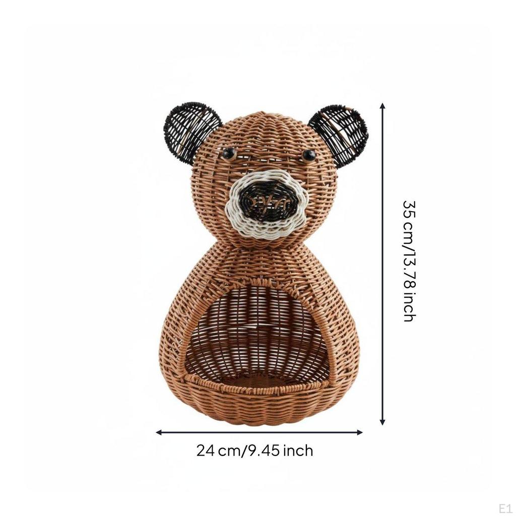 animal Shaped Basket Large Capacity Faux Rattan Sturdy Woven Storage Bin for