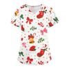 Women's Christmas Uniform V-Neck Short Sleeve Work Top for Caregiver