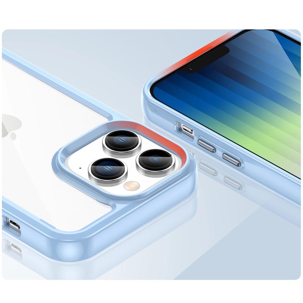 Outer Space Case Etui Iphone 14 Pro Sztywny Pokrowiec Z Żelową Ramką Niebieski