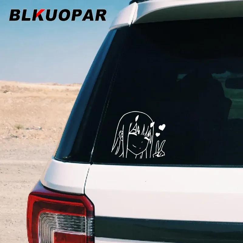 BLKUOPAR Zero Two Smile Anime Car Stickers Personality Peeker Cute Car Label Waterproof Sunscreen Silhouette Decal Decoration