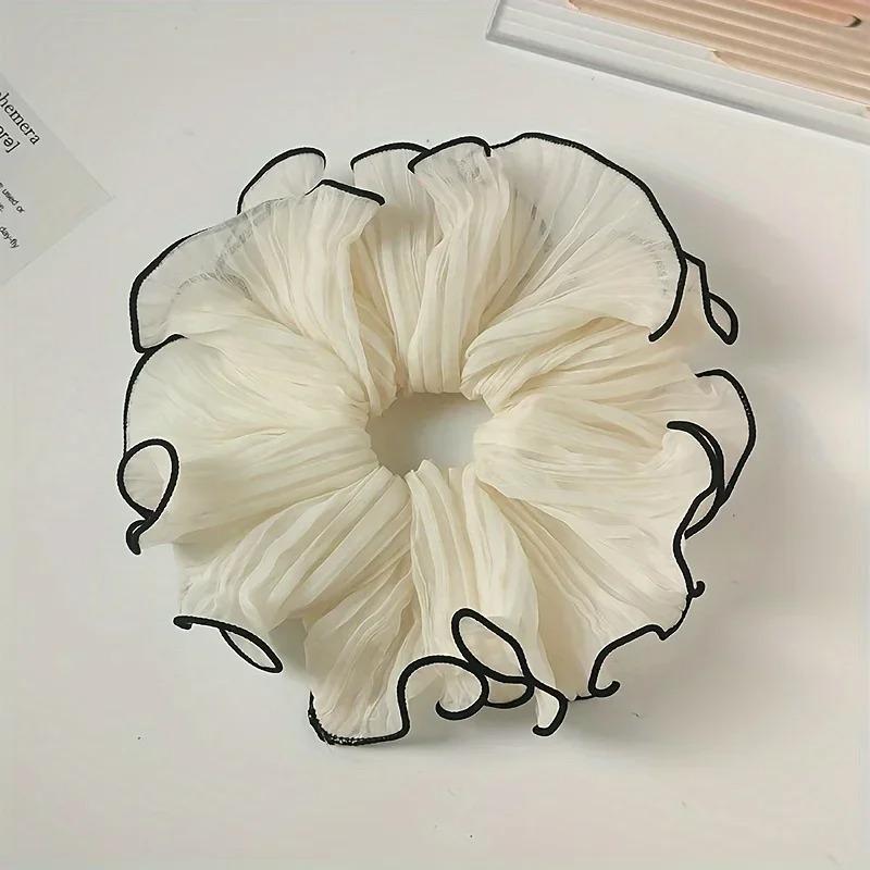 1/4Pcs New Korean Retro Folded Chiffon Oversize Scrunchies Women Sweet Temperament Fashion Exaggerated Hair Band Hair Accessorie