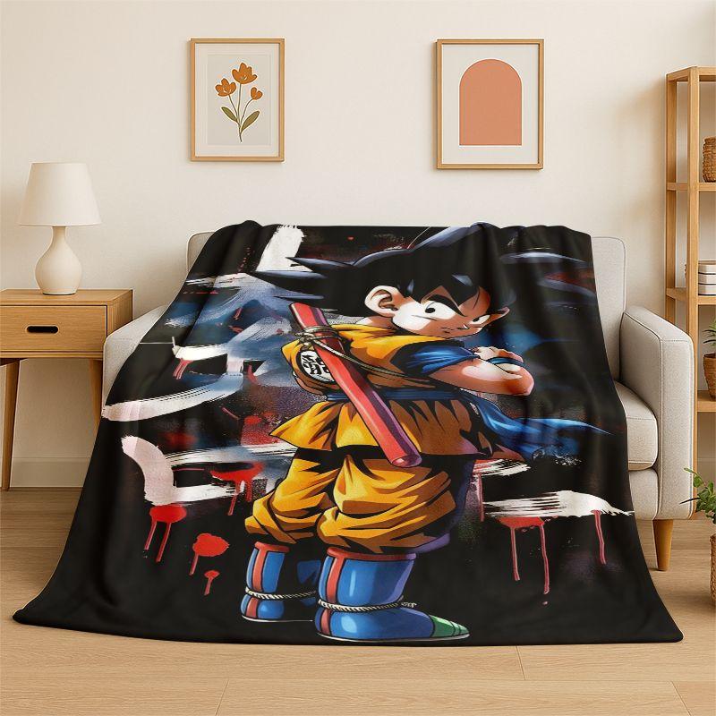 Cartoon D-Dragon Ball Anime Game Flannel Blanket Soft Warm Throw Blanket for Bedroom Living Room Bed Travel Camping Picnic Kid