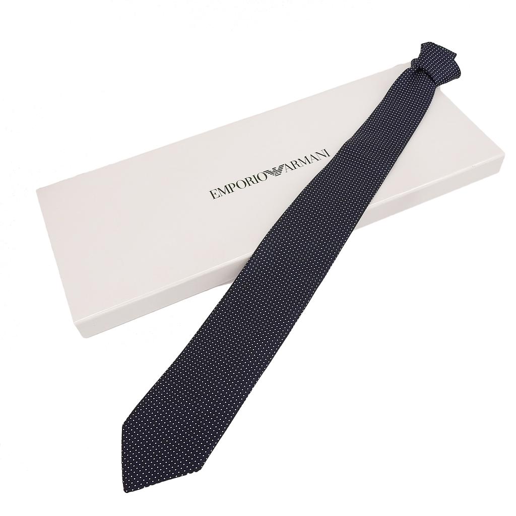 Pristine EMPORIO ARMANI tie Dot Pattern Navy silk mens 340075 Used