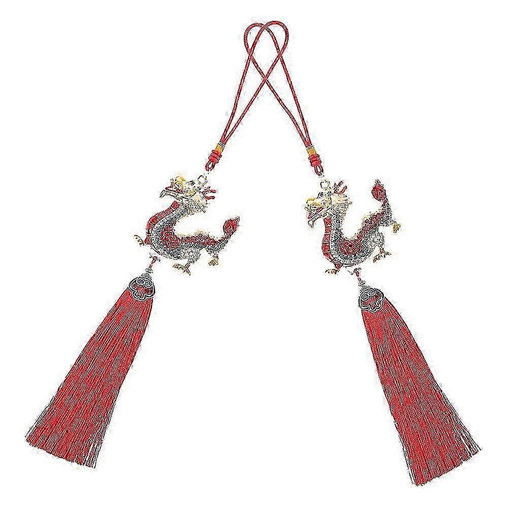 2026 Best!! Red Alloy Dragon Pendant for Rear View Mirror Car Hanging 2Pcs Set