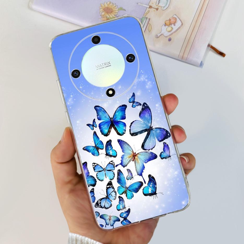 For Honor X9b 5G Case ALI-NX1 Cute Cat Butterfly Painted Cover Soft Silicone Phone Cases For Honor X9b X 9b HonorX9b Soft Fundas