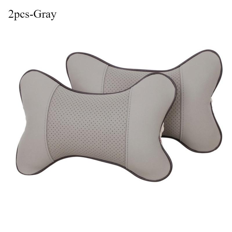 2Pcs Leather Knitted Car Pillows Headrest Neck Rest Seat Accessories Auto Safety Pillow Car Neck Pillow Car Headrest