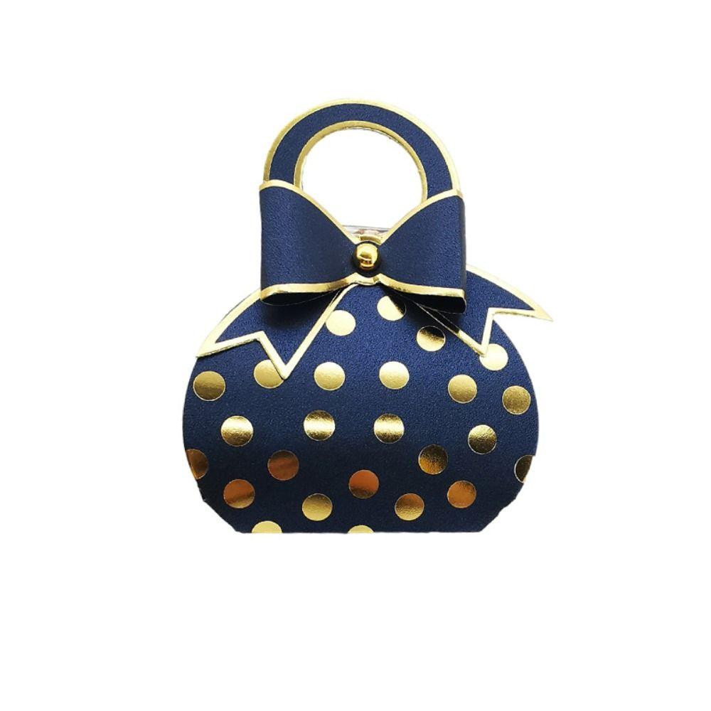 

High-end 10 Pcs Party Polka Dot Packaging with Bow Candy Box Chocolates Box Gift Bag Candy Bag темно-синього кольору