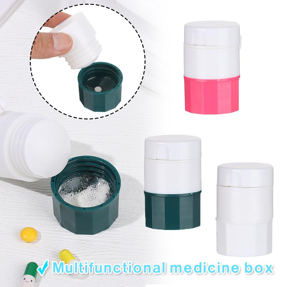 Pill Chopper 3 in 1 Pill Box Container Pill Cutter Portable Tablets Medicine Cutter Pill Crusher