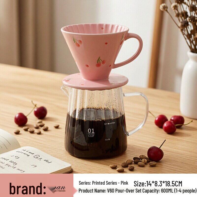 

Креативний набір керамічної кавоварки pour-over ручного розпису зі скляним глечиком