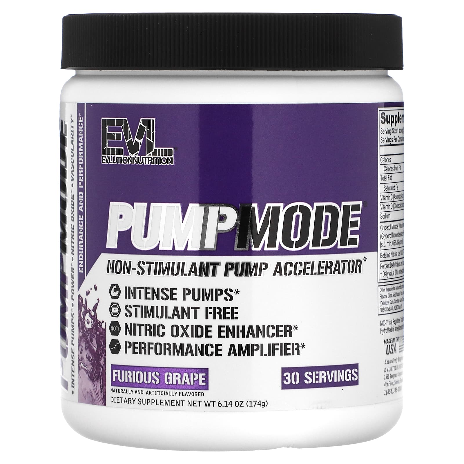 

EVLution Nutrition, PumpMode, Stimulant-Free Pump Acceleration, Furious Grape, 6.14 oz (174 g)