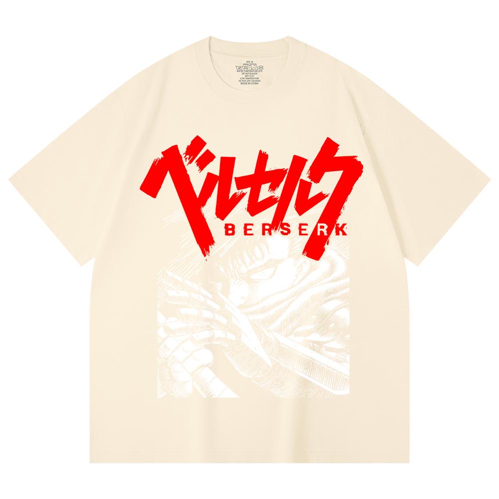 230 г/м² 100% хлопок Берсерк V13 Принт Унисекс Тяжелая хлопковая футболка XS абрикосовый