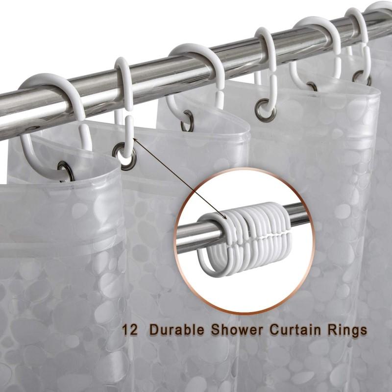 3D Translucent Shower Curtain Waterproof Mildew EVA Bath Curtains Bathroom Curtain with Hooks