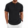 Men's Heavyweight Jacquard Stretch Short Sleeve Henley T-Shirt.