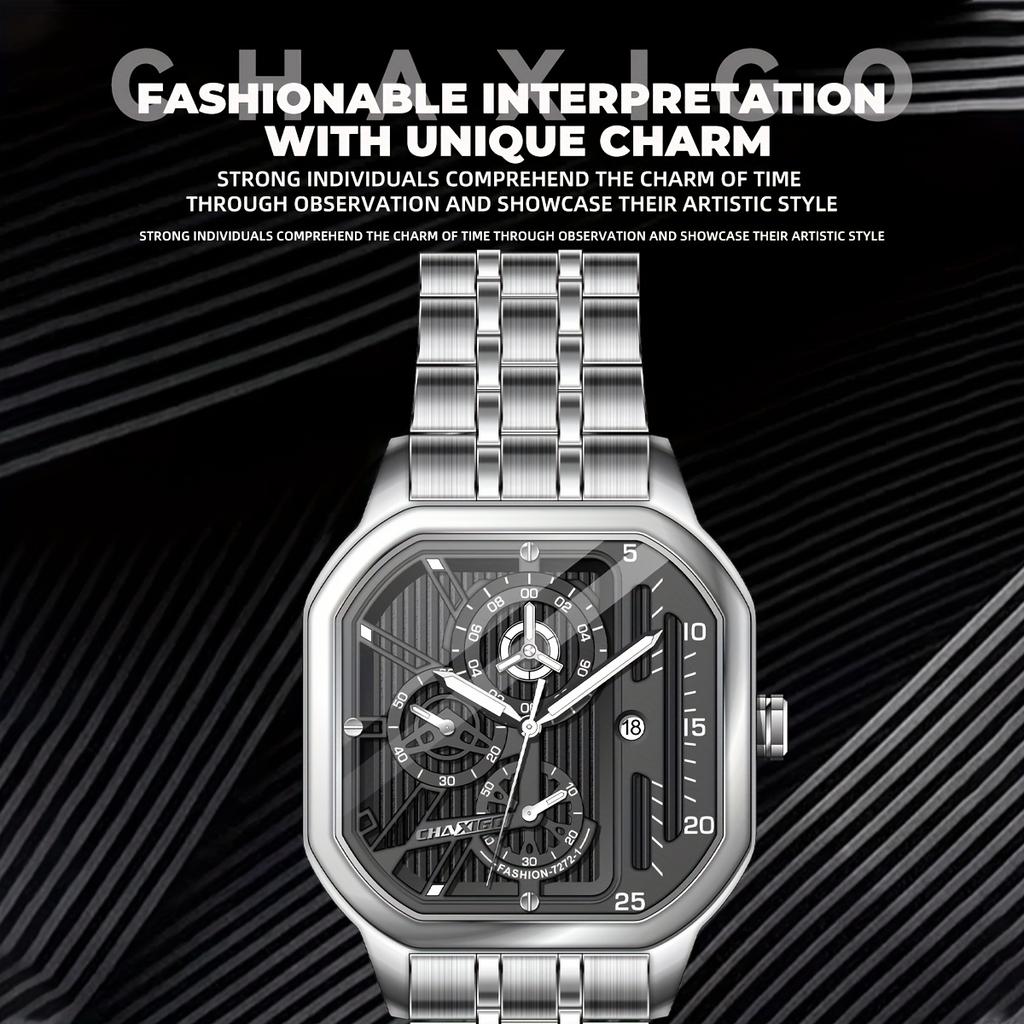 Luxury Men Clock Luminous Calendar Week Man Wristwatch Sports Stainless Steel Quartz Men's Watches