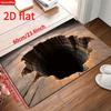 3D Illusion Floor Mat - Realistic Black Hole Crack with Non-Slip Backing, Washable Indoor Outdoor Rug for Hallway Living Room
