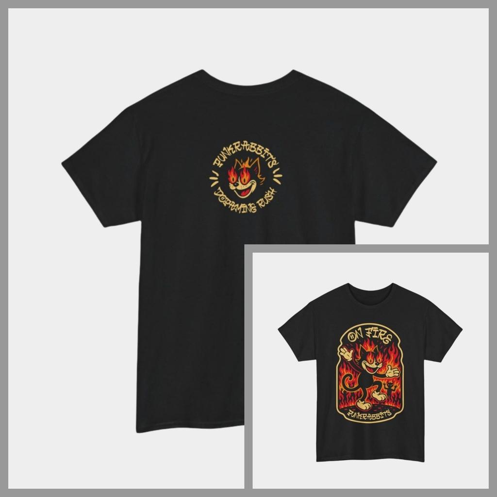 On Fire Punkrabbits Oversized Streetwear Graphic TShirt for Rebels Dreamers