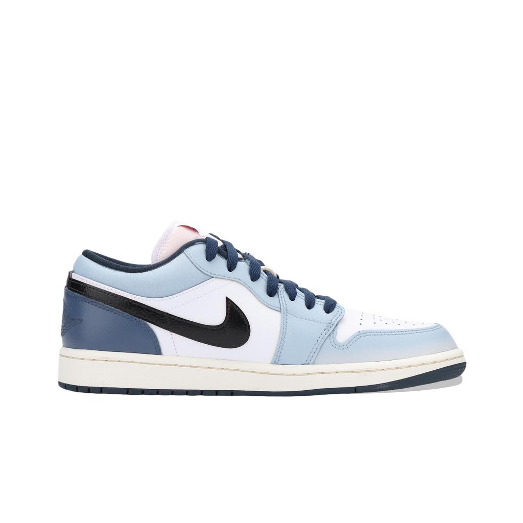 Jordan Air Jordan 1 Nautical Storm Cushioning, Wear Resistant Low Top Vintage Basketball Shoes Unisex White Blue HM3711-144(Team1335-)