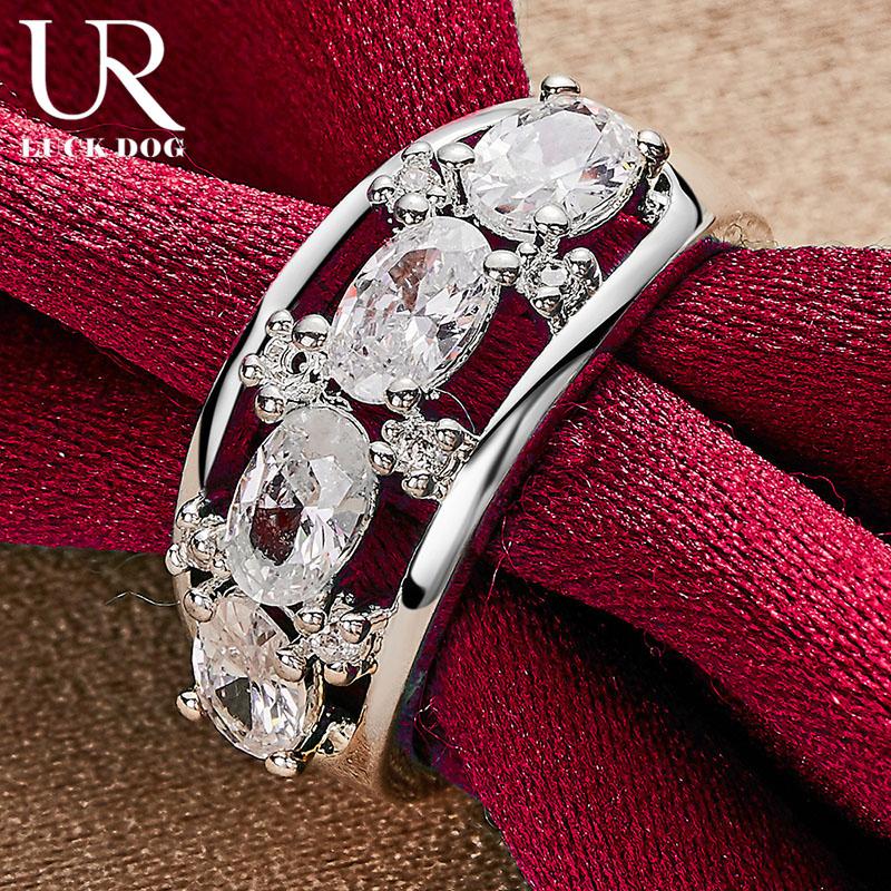 925 Sterling Silber Vier Runde AAA Zirkon Ring Hochzeit Schmuck