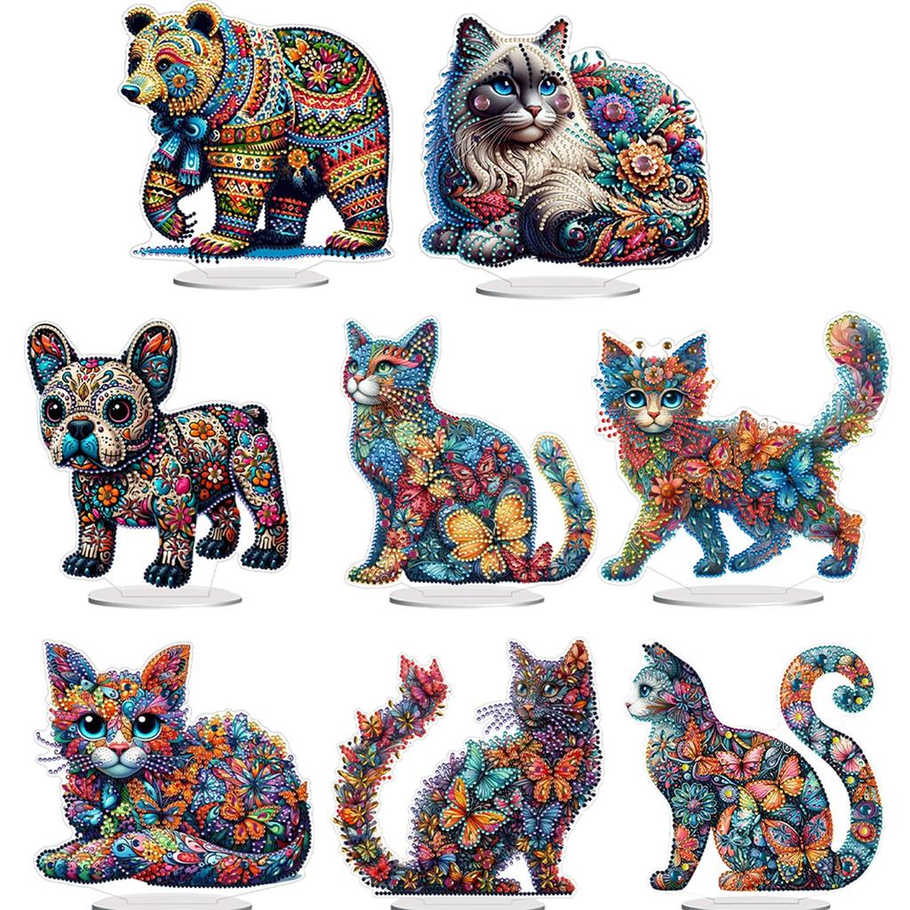 Bear Table Top Diamond Painting Ornament Kits Rhinestones Desktop Ornaments Diamond Painting Desktop Decors for Adults Beginner