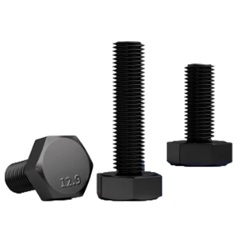 12.9 Grade Black High-Strength External Hex Bolt, Medium Tooth, Full Thread, M10-M36