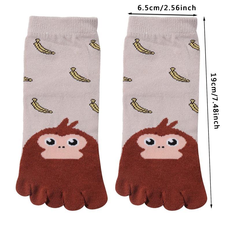 Kids Toe Socks Cute Cartoon Animal Dog Cat Ankle Crew Five Finger Socks for Girls and Boys