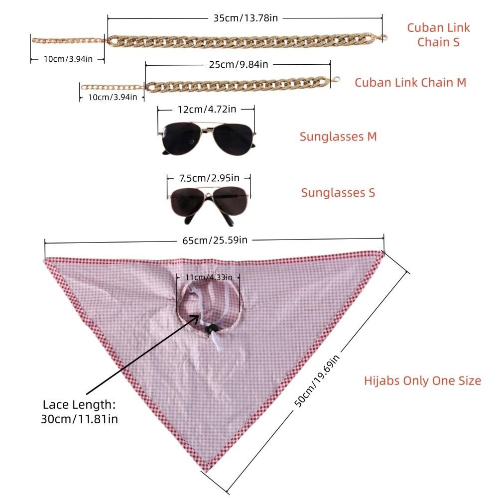 Triangular Hijabs Pet Middle Eastern Dress Set Dress Up Role Play Dogs Cats Cosplay Costume Cuban Link Chain