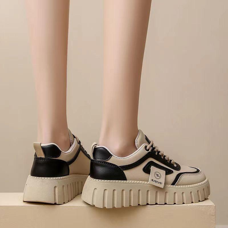 Women's Shoes Spring and Autumn New Platform Platform Casual White Shoes Show Feet Sports Board Shoes with Skirt Dad Shoes