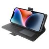 For iPhone 14 Wallet Case with Dual Magnetic Clasp Litchi Textured Leather Flip Stand Phone Cover
